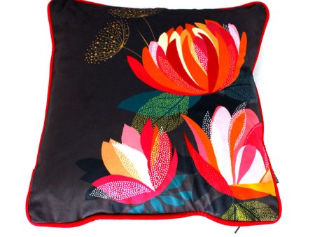 Sara Miller Peony Petals Feather Filled Cushion - Dark Grey 30X30cm Supply