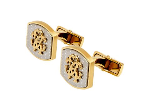 Roberto Cavalli Cufflinks Ip Gold With Silver Color Mid & Ip Gold Logo For Cheap