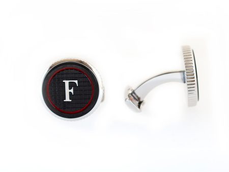 Ferre Milano Cufflinks Silver Color Black Face With Red Lining Cheap