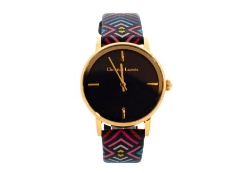 Christian Lacroix Gold Plated With Print Leather Strap Online Sale