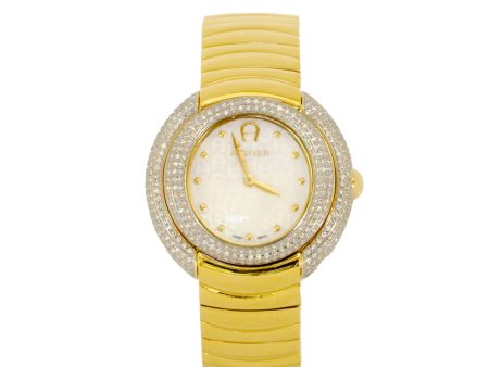 Aigner Pelle-Dia Watch With Mother Of Pearl Dial & Gold Plated Bracelet Discount