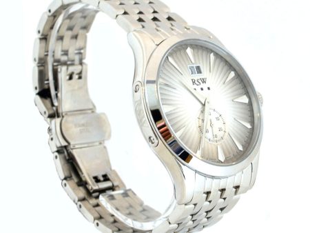 Rsw Men s Stainless Steel Watch With Metal Bracelet & Gray Design Dial Discount