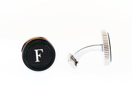 Ferre Milano Cufflinks Silver Color & Black Face With Logo Online Sale